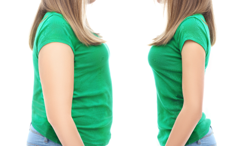 Two women in green, one thin and one with extra weight