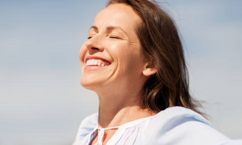 women smiling and healthy
